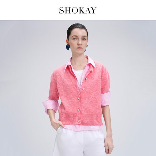 SHOKAY绣嘉女士楠塔基特红开衫
