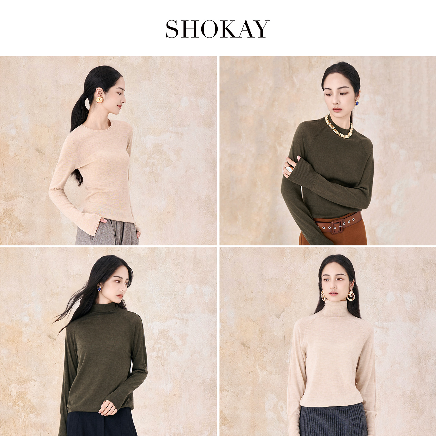 【新品打底衫合集】SHOKAY绣嘉【60支10%牦牛绒打底]140S超细羊毛