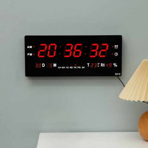 大屏LED电子万年历多功能家用创意夜光办公室客厅挂钟厂家