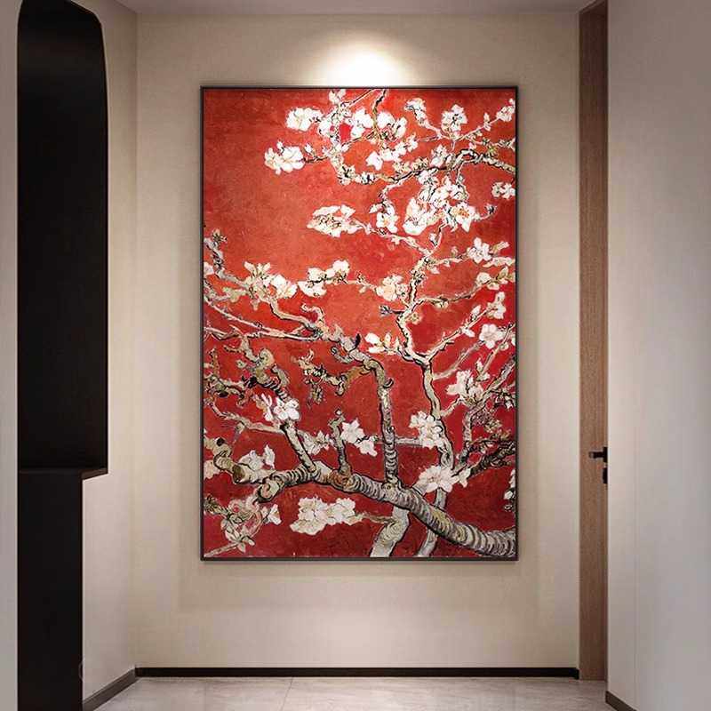 梵高杏花纯手绘油画黄色复古风玄关装饰画卧室壁画沙发背景墙挂画,农机/农具/农膜,其它农用工具,淘宝优惠券,粉丝福利购,淘宝优惠卷