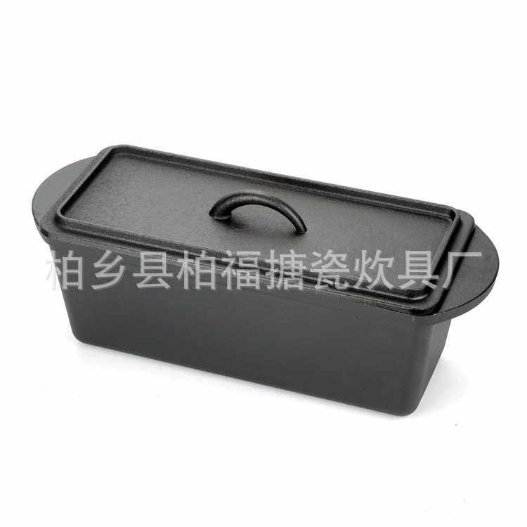 铸铁面包锅生铁炖锅铸铁长条形面包锅长方形铸铁锅出口loaf pa