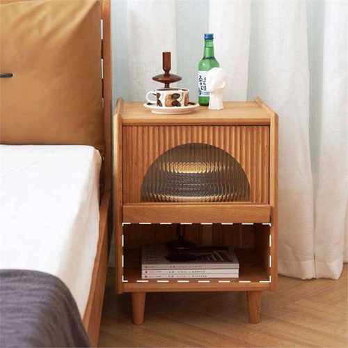 实木床头柜 超窄迷你北欧日式小型30CM床边柜 樱桃木黑胡桃木边柜