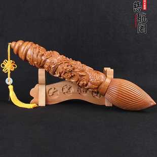 桃木文昌笔摆件大号祥龙献瑞文昌笔笔架摆件手工雕刻