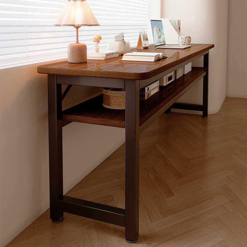 长条桌子简易双人书桌学生家用卧室电脑桌办公长方形靠墙窄桌