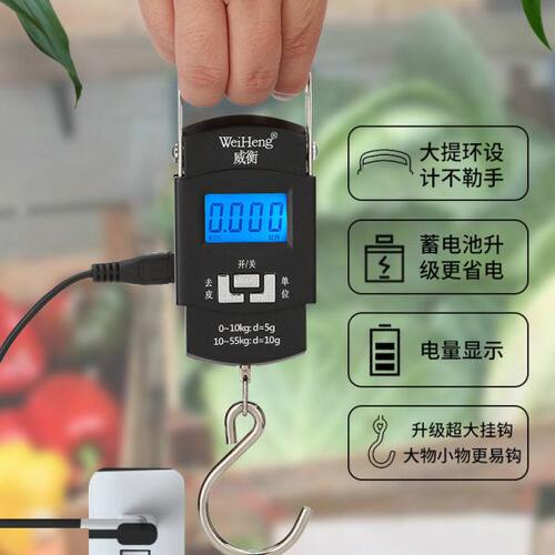 充电手提秤快递秤旅游行李秤威衡电子秤弹簧称钓鱼秤买菜秤吊钩秤