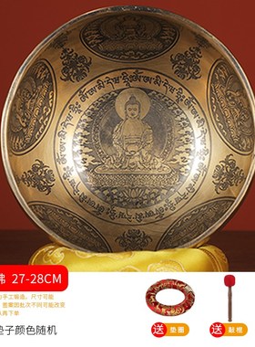 尼泊尔手工阿弥陀佛满p月钵颂钵冥想声音悠扬音疗钵佛音钵装饰摆