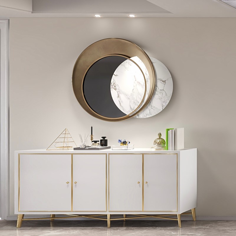 现代轻奢墙饰餐厅挂画圆形金属壁饰沙发背景O墙面装饰挂件挂饰壁