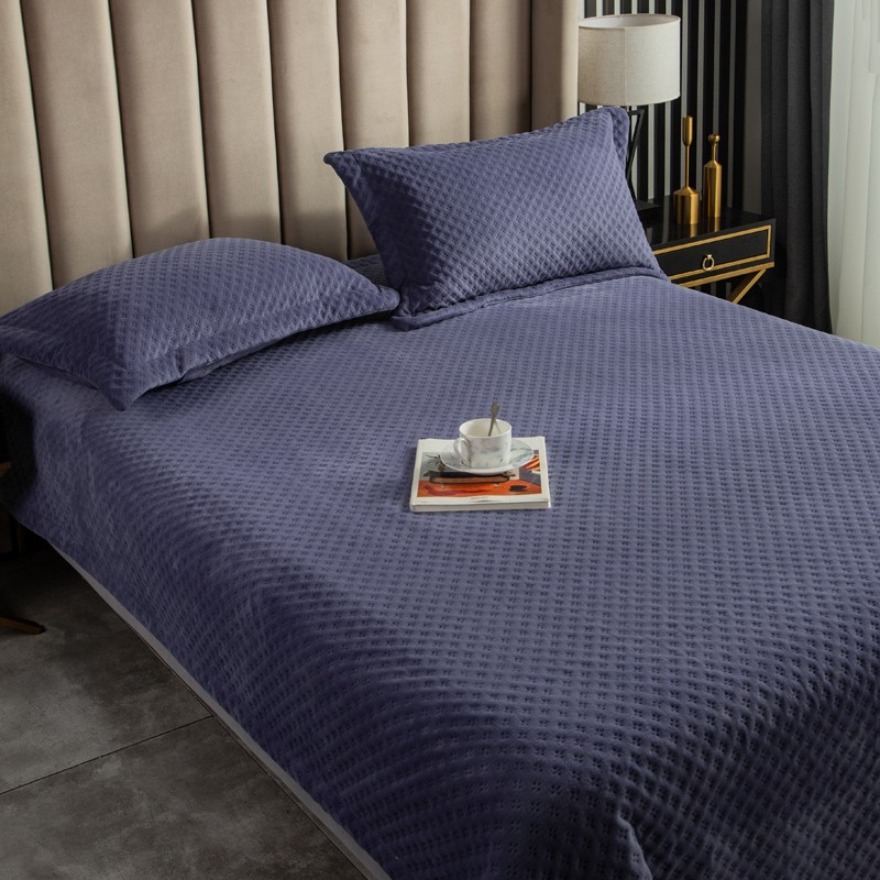 2021加厚榻榻米床盖单件纯色法兰莱绒床罩冬季珊瑚U绒炕垫防滑床