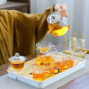 家用客厅办公室大容量泡茶壶茶杯功夫茶具家庭喝水杯 玻璃茶具套装