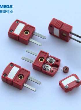 欧米SMPW-C-M热电偶插头钨铼526用小号公插红色插拔感温线连接器