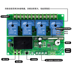 灯具车尾板水泵抽水机开关 12V 48V 220V 380V宽电压4路30A继电器