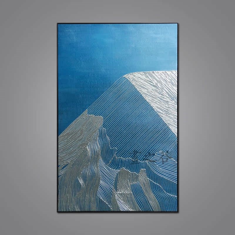 新中式纯手绘实物画挂画装饰画 立体山峰客厅风景画墙面装饰画图片