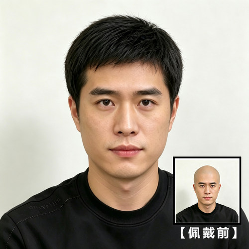 100%真发男士短发头套