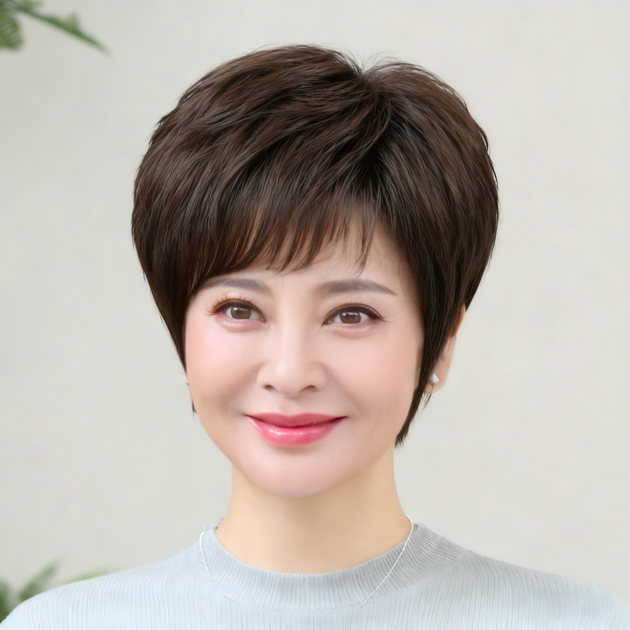 假发片头顶补发遮白发短发纹理蓬松卷发妈妈中老年真发无痕