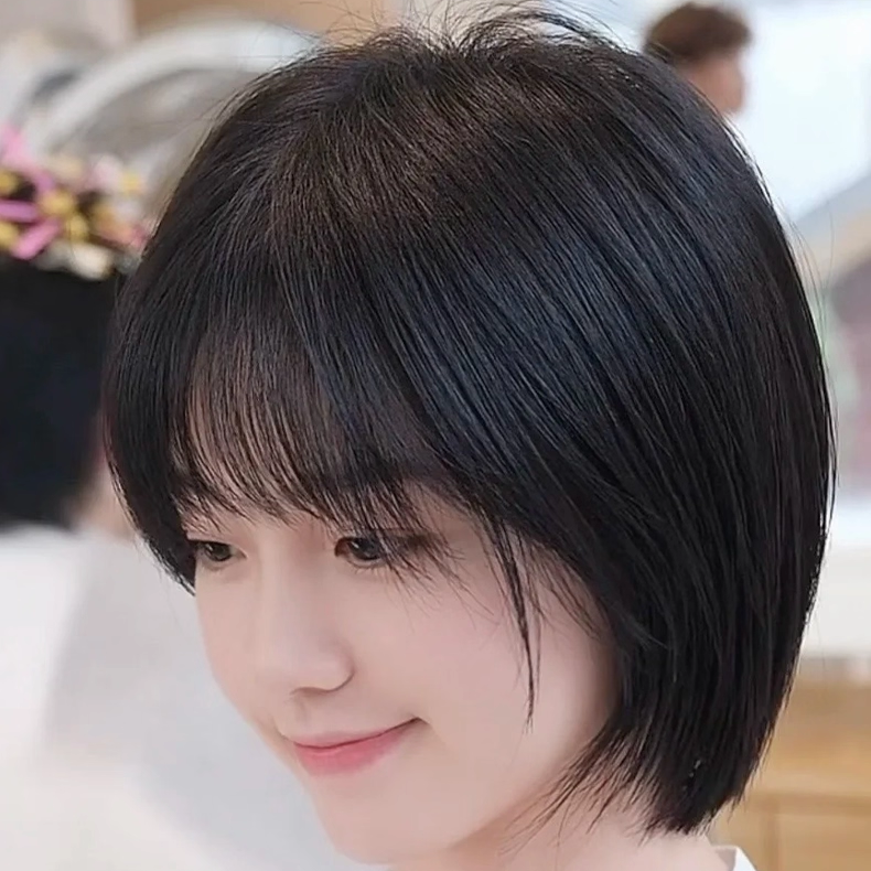短发假发女真人发丝遮白发