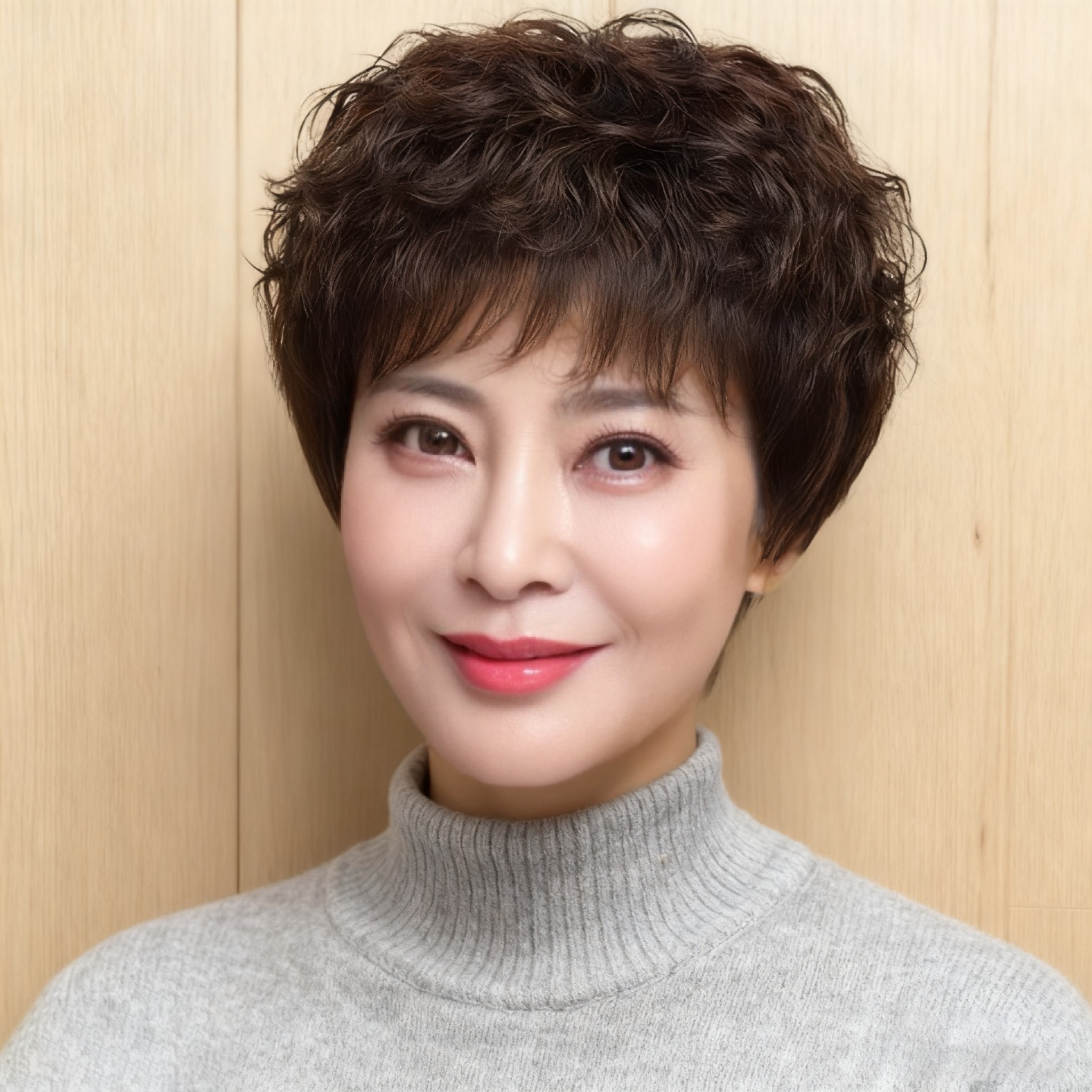 假发中老年女士妈妈款全头套真发短卷发全真人发自然薄款透气不掉