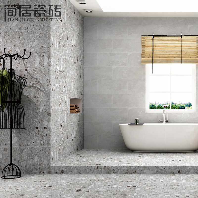 大颗粒半抛面水磨石瓷砖 别墅客厅连锁店防滑耐磨釉面仿古地砖600