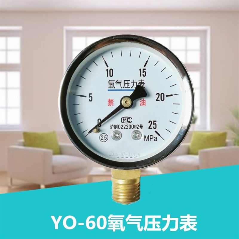 上海  YO-60氧气压力表禁油0-0.6/1/1.6/2.5/6mpa减压阀表头