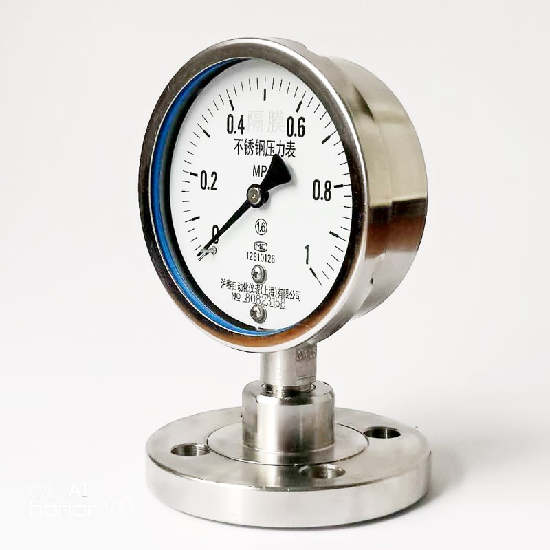 304不锈钢隔膜压力表 DN25法兰式螺纹式不锈钢耐震0-0.6 1 1.6MPA
