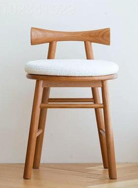 北用欧全实木梳妆凳家带靠圆背小板凳樱桃木子凳矮椅凳现货IZT创