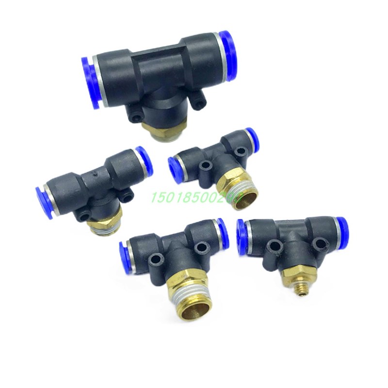 T型螺纹三通PB4-M5/6-01/8-02/10-03/12-04气动接头快速快插气管