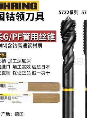 德国进口钴领5732加长管螺纹螺旋丝锥G/PF1/4-195731管用先端丝攻