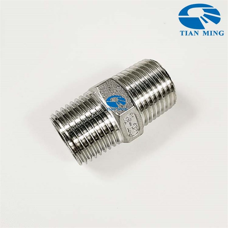 304/316不锈钢六角外丝接头对丝接头直接通双头外牙螺纹4分精铸造