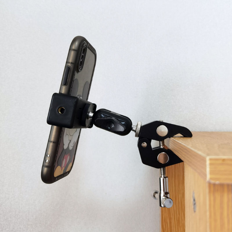 金属蟹钳夹软管手机架桌面支架三脚架手机夹子户外直播架夹圆管