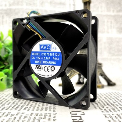 AVC DS07025T12U 7025 DC 12V 0.70A 4线温控7cm大风量机箱风扇
