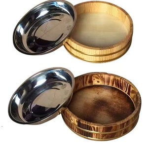 木桶饭木桶盖浇饭餐具商用餐厅龙虾盘木质菜盘小龙虾盘木桶盘