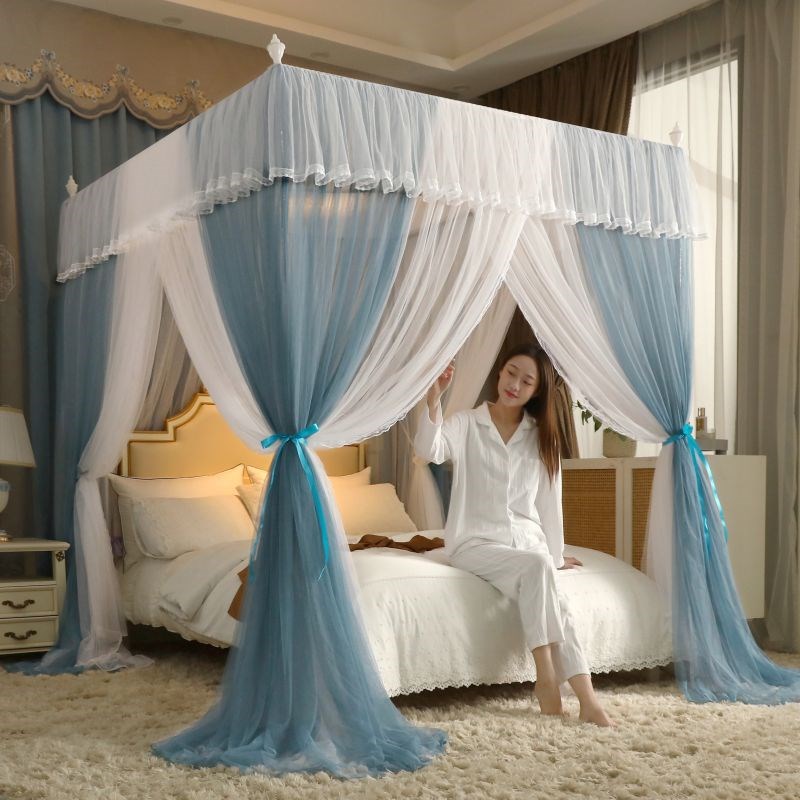 落地蚊帐20g24新款家用公主风双层纱床幔欧式卧室蚊罩三开门免安