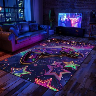 电竞房潮玩地毯可机洗电竞椅专用隔音防滑创意地垫阅读区转椅脚垫