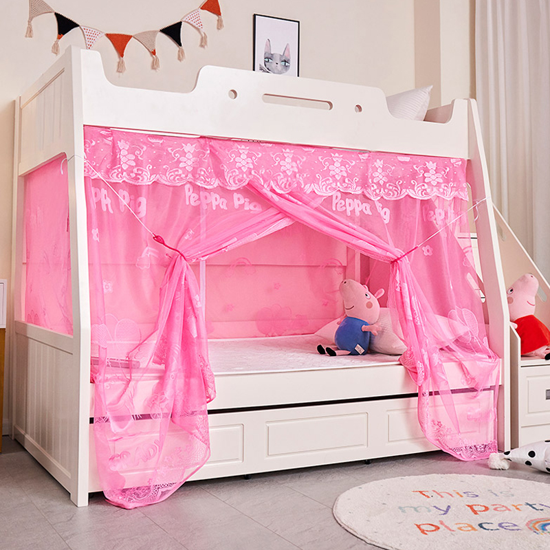 系绳款子母床蚊帐上下铺学生v宿舍蚊帐90cm单人上下双层床蚊帐双