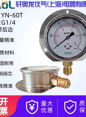 YN-100耐震压力表10bar气压16bar水压3分压真空表船用3/8螺纹G1/2
