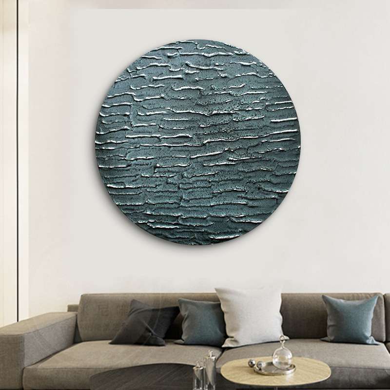 现代简约客厅玄关抽象装饰画酒店餐厅挂画立体圆形手绘肌理实物画图片