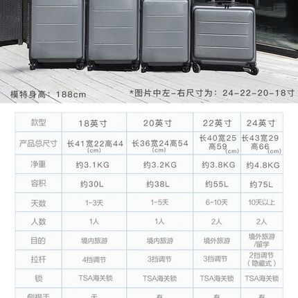 侧开口多功能行李箱18寸男商务拉杆登E机箱20小型前置旅行箱女皮