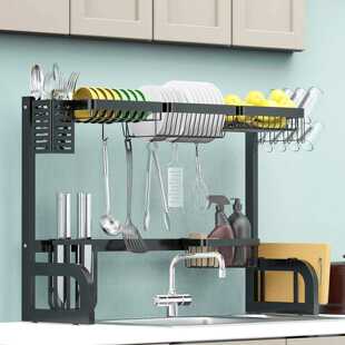小体积邮购箱 厨房台面伸缩水槽沥水架 碗碟刀叉整理架新升级款