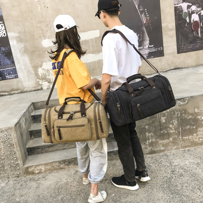大容量手提旅行包帆布包斜挎行李袋男短途出差旅R行袋女行李包健