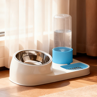 狗碗猫食盆水碗一体双碗不易打翻自动喝水小狗猫咪吃饭碗宠物用品