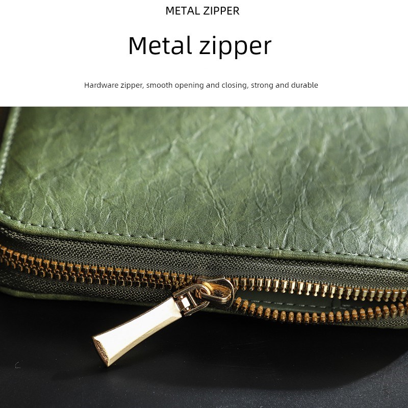 A5商务拉炼袋记事本旅行收纳皮面多功能日记创意笔记本办公会议记