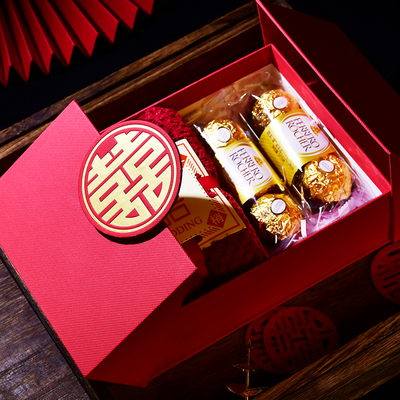 红色包装盒礼物盒空盒子结婚婚礼礼品盒伴娘伴手礼盒子高级感空盒