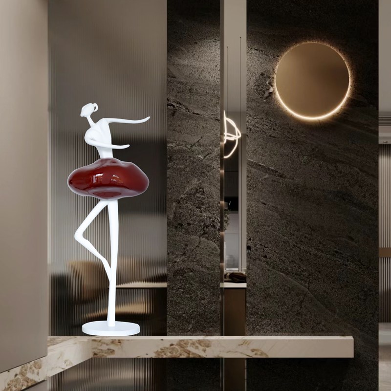 轻奢玄关芭蕾舞人艺术壁龛大摆件客厅入户轻奢抽象落地雕塑装饰品