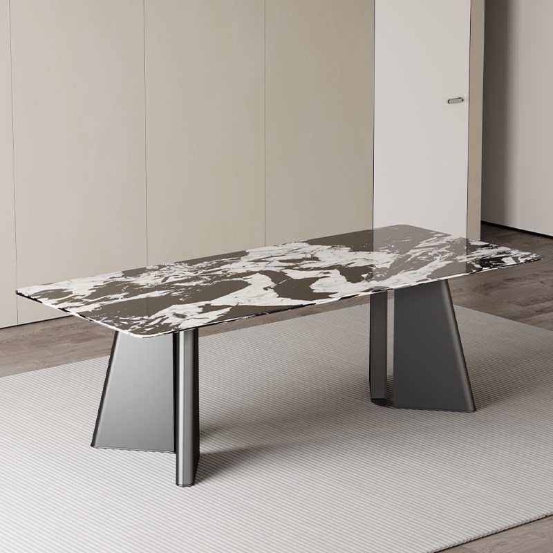 意式高端桌脚支架不锈钢餐桌腿大理石底座奢石茶桌架子岩板支撑脚