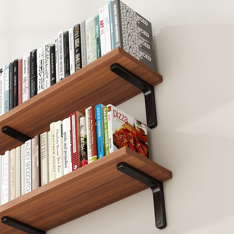 墙上置物架实木挂墙书架壁挂收纳架墙面一字隔板木板托架上墙层板