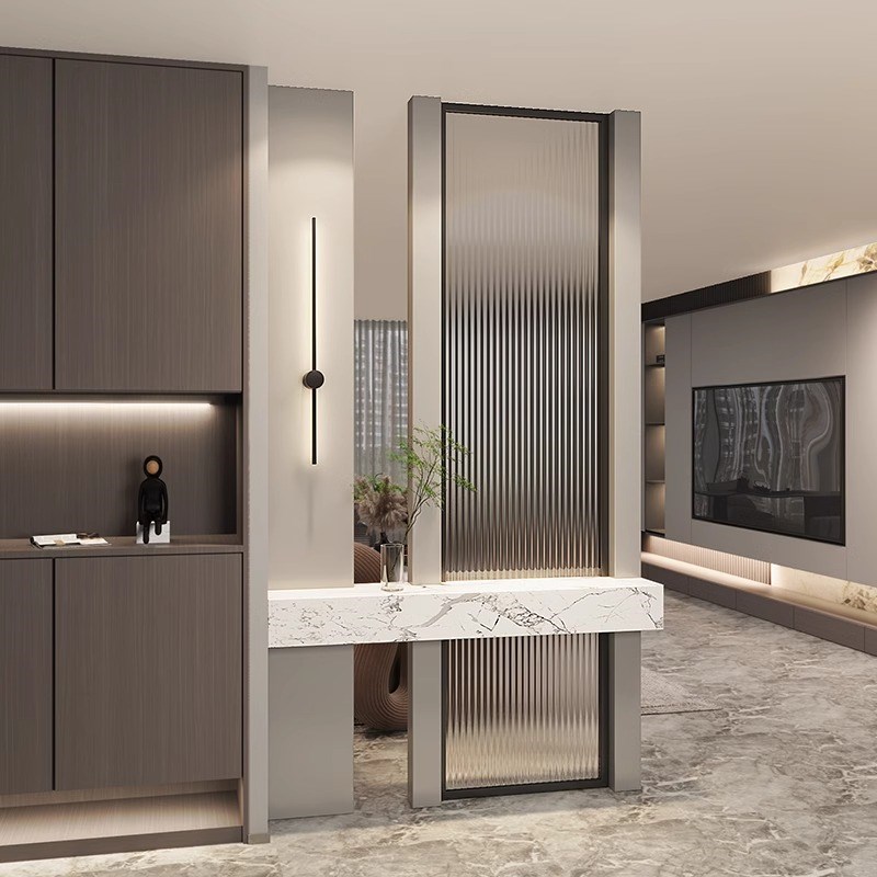现代艺术玻璃屏风隔断客厅2024新款正对入户门卧室玄关遮挡隔断