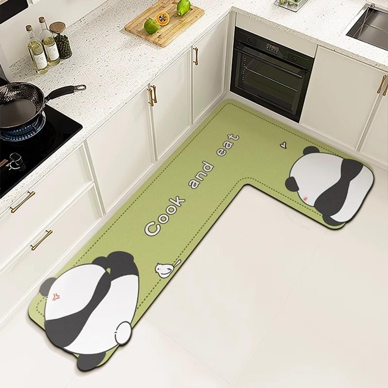 卡通厨房L型地垫家用防滑可擦免洗脚垫硅藻泥吸水易打理地毯垫子
