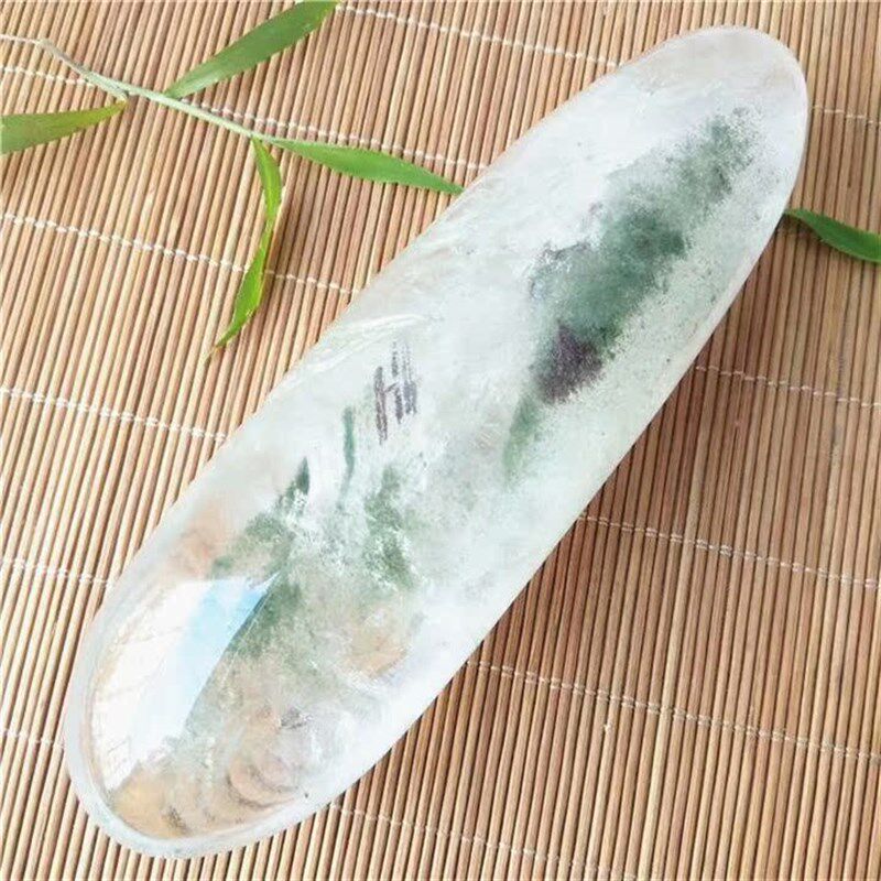 天然绿幽灵水晶摆件n景石聚宝发财手把件送父母长辈健身把玩15CM