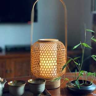 中式 复古充电竹编氛围小夜灯 古风台灯禅意茶室书房卧室床头灯日式