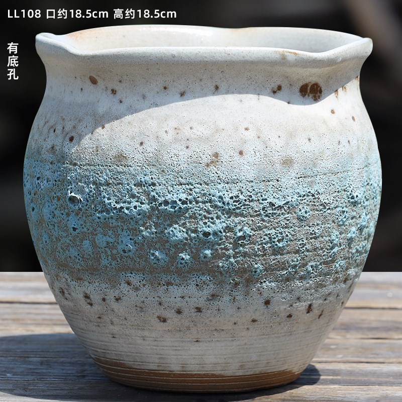 大口矮胖多肉花盆法师老庄组合陶罐D家用简约陶瓷紫砂阳台绿植包