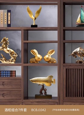 新中式老板办公室酒柜q摆件轻奢高档领导高端大气书柜装饰品工艺